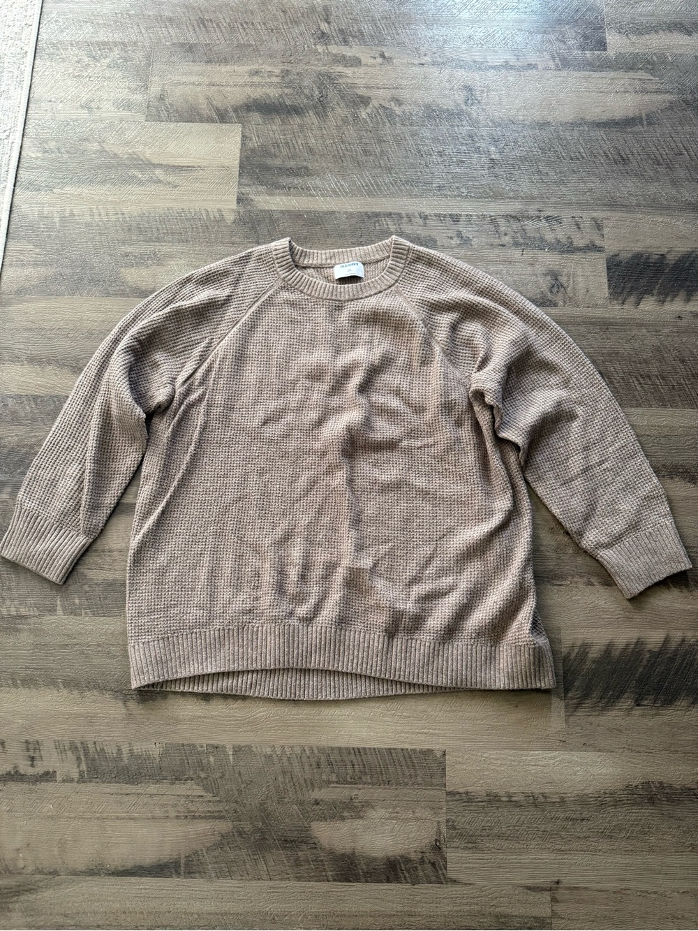 Old Navy Women's Crewneck Waffle Knit Sweater - Taupe Beige